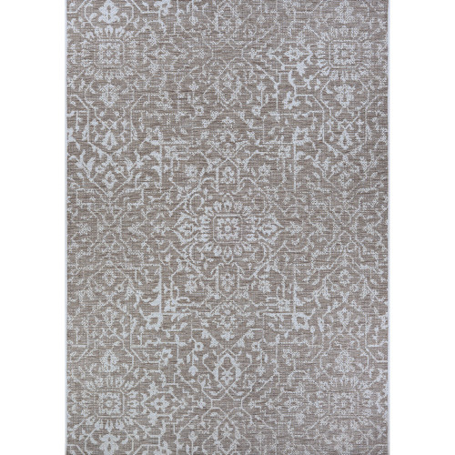 2' x 3.5' Brown and Ivory Geometric Rectangular Outdoor Area Throw Rug