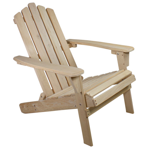 Classic Folding Wooden Adirondack Chair - 36" Natural Brown, Weather-Resistant, Easy Storage