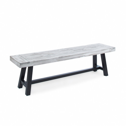 63" Gray and Black Contemporary Rectangular Outdoor Bench - Stylish and Sturdy Seating Option