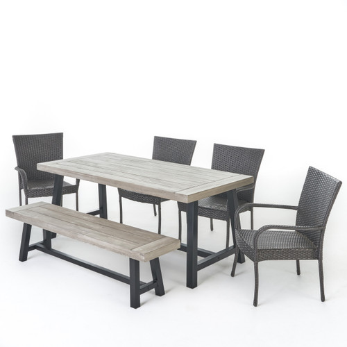 6-Piece Gray Contemporary Outdoor Furniture Patio Dining Set - Promising Functionality and Style