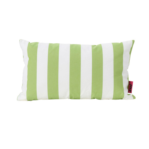18.5" Green and White Striped Rectangular Outdoor Throw Pillow
