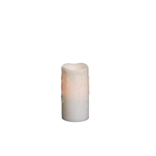 Set of 4 LED Lighted White Flameless Dripping Pillar Candles 6"