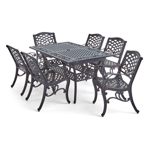7-Piece Charcoal Black Contemporary Outdoor Patio Furniture Dinning Set