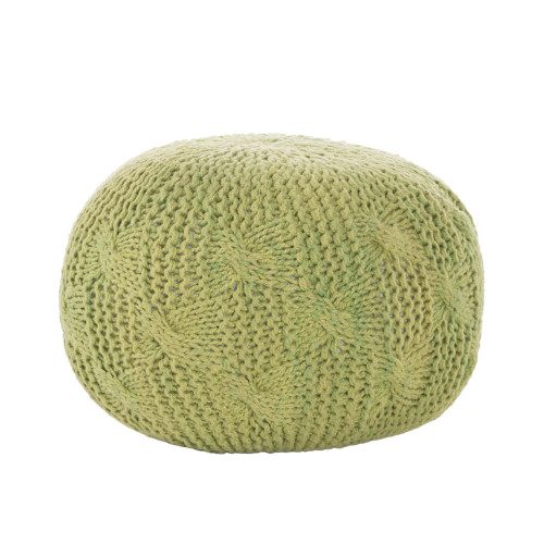 20" Contemporary Lime Green Hand Knitted Outdoor Patio Pouf Ottoman - Perfect for Convenience and Elegance