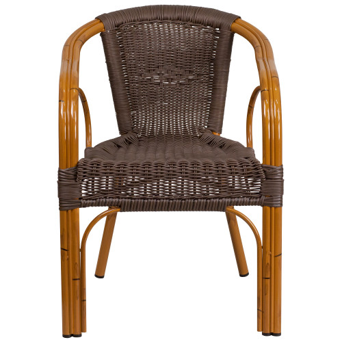 30.25" Dark Brown Rattan Outdoor Furniture Patio Chair - Lightweight and All-Weather Design30.25'' Brown Rattan Outdoor Patio Furniture Chair