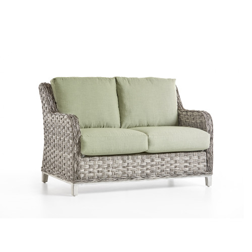 52" Gray Grand Isle Synthetic Wicker Loveseat with Brown Cushion