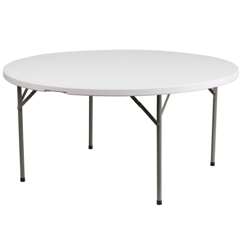 60.75'' White Round Contemporary Outdoor Patio Folding Table