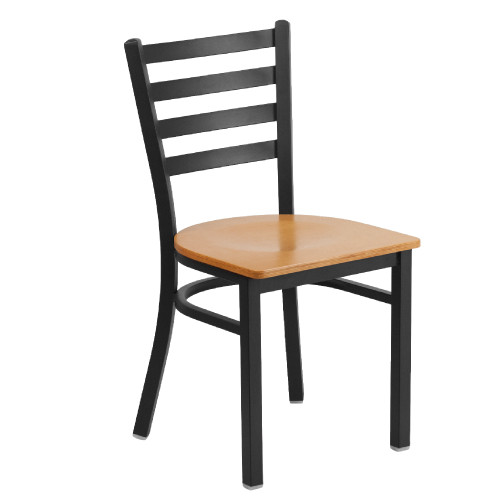 32.25" Black and Brown Traditional Restaurant Dining Chair - Stylish and Durable Seating Solution
