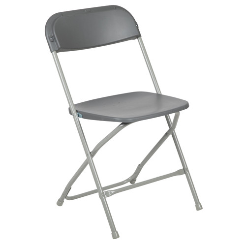 Set of 2 Gray Outdoor Furniture Patio Folding Chair with Double Support Braces 31.50"