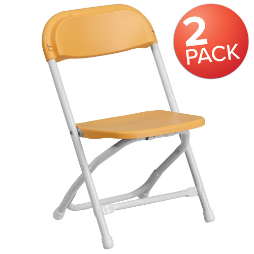 Set of 2 Kids Yellow Plastic Folding Chair 20.5" - Lightweight Seating for Little Ones