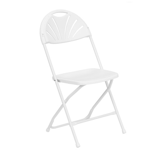 Set of 2 White Outdoor Patio Furniture Folding Chairs - Double Support Braces, Lightweight and Sturdy