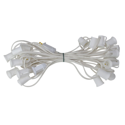 25' Commercial C9 Christmas Light Socket Set - 18 Gauge White Wire