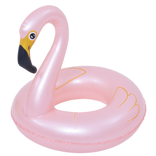 Poolside Fun: 24" Pink Inflatable Flamingo Swimming Pool Ring Float for Kids