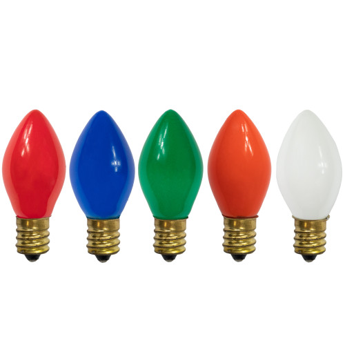 Pack of 25 Incandescent C7 Opaque Multi-Color Christmas Replacement Bulbs