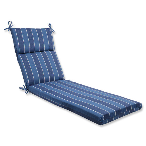72.5" Indigo Blue and White Outdoor Rectangular Patio Chaise Lounge Cushion