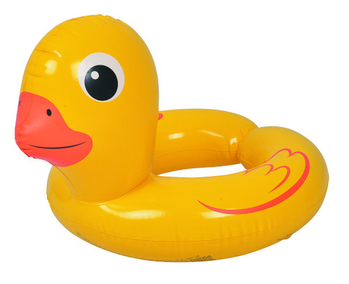 Inflatable Yellow and Orange Duck Children's Swimming Pool Split Ring Inner Tube Float, 22-Inch