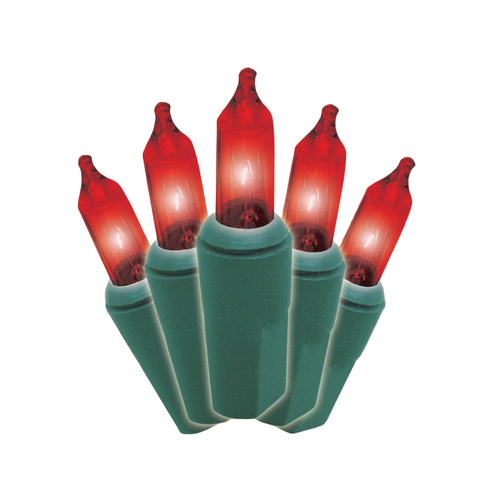 Set of 2 Red Mini Christmas Lights, 35 ft Green Wire Pool Central