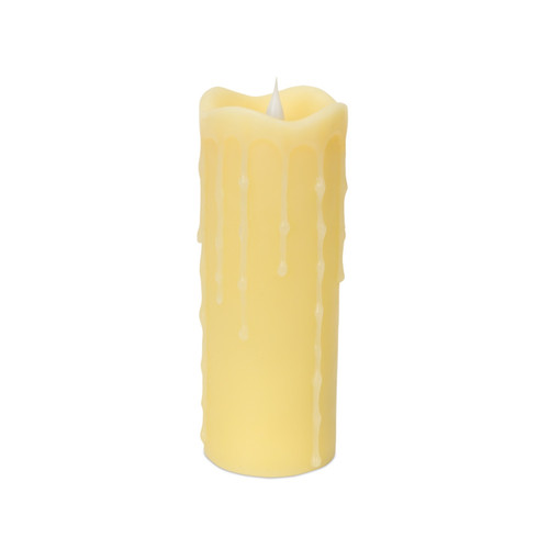 Set of 2 Dripping LED Lighted Flameless Pillar Candles with Timer 7"