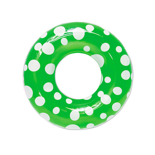 Green and White Inflatable Lime Polka Dot Swimming Pool Inner Tube 36”
