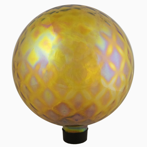 10" Dimpled Amber Iridescent Glass Outdoor Garden Gazing Ball - Add Style and Magic to Your Garden