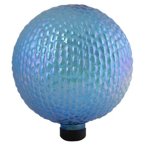 10" Iridescent Blue and Purple Textured Glass Outdoor Gazing Ball - Enhance Your Garden with Style