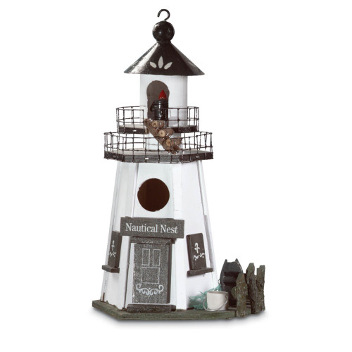 Nautical Nest Outdoor Hanging Birdhouse - 12.25" - White and Black