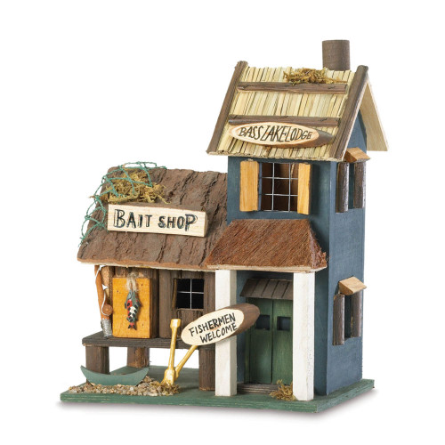Bass Lake Lodge Outdoor Hanging Birdhouse - 10.25" - Brown and Blue