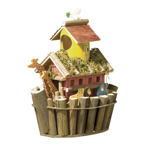 Noah's Ark Outdoor Hanging Birdhouse - 12.5" - Brown and Yellow