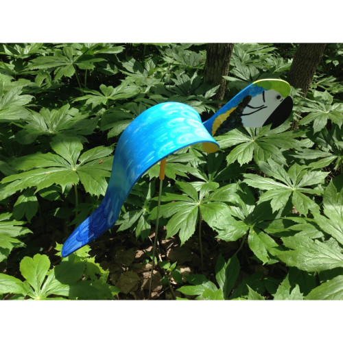 22" Royal Blue and Gold Macaw Garden Stake