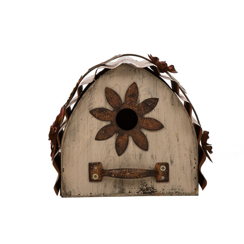 7.09" Distressed Finish Wooden Birdhouse