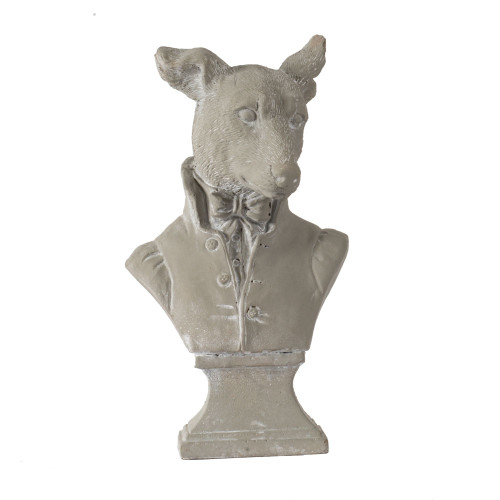 10.25" Gray Dog Head Bust Statue