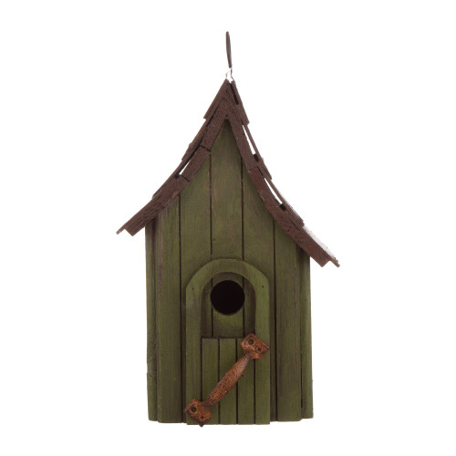 11.61" Rustic Distressed Finish Wooden Birdhouse