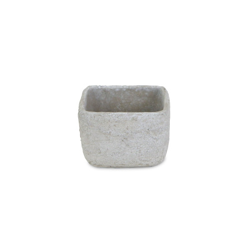 5.25" Gray Distressed Finish Square Hollow Planter Pot