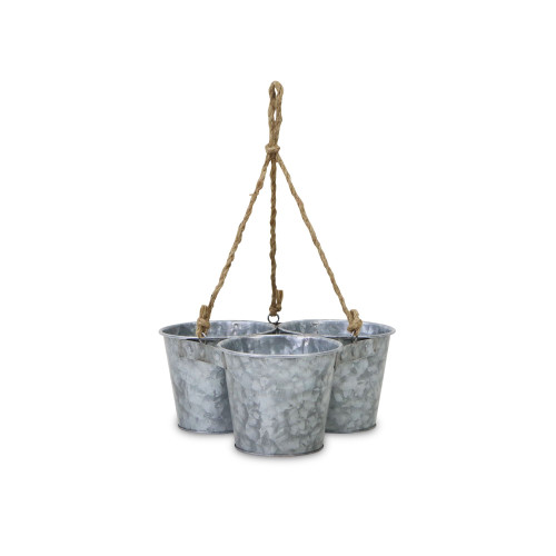 14.25" Gray Handmade Farmhouse Pot Hanging Planter