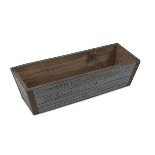 14.25" Brown and Gray Handmade Rectangular Ledge Planter