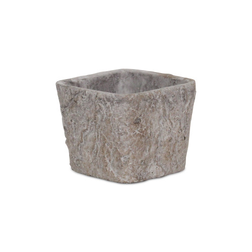 5" Gray Handcrafted Square Tapered Outdoor Planter Pot