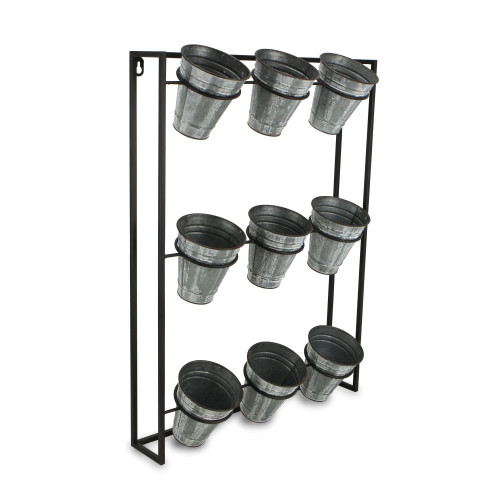 23.5" Black and Gray 3-Tiered Pots Wall Hanging Planter