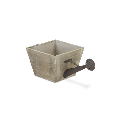 14" Brown and Gray Square Watering Can Planter