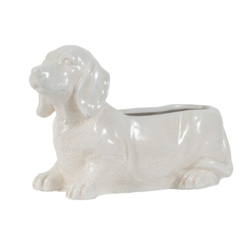 14.5 White Vintage Style Decorative Dog Planter