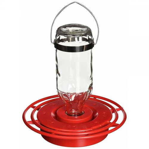 7.50" Clear and Red Hummingbird Water Bulk Glass Bottle Feeder 8 oz: Delight Multiple Birds in Style!