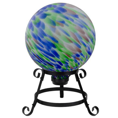 10" Blue and Green Brush Strokes Outdoor Glass Garden Gazing Ball - Add Style and Magic to Your Garden