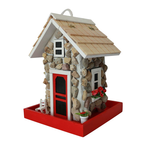 9.5" Red and Brown Guest Cottage Outdoor Garden Bird Feeder: Beauty and Comfort for Feathered Friends!