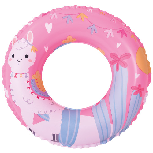 Pink and White Inflatable Alpaca Swim Ring Tube Float for Kids, 20-Inch