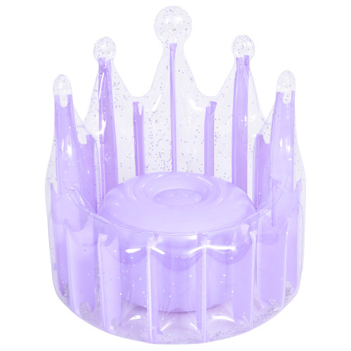 Poolside Princess Fun with 25" Purple and Glitter Crown Kiddie Throne Inflatable Chair