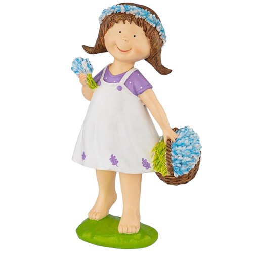 15.5" Juliette Bluebonnet Girl Outdoor Garden Statue - Charming Flower-Bearing Delight