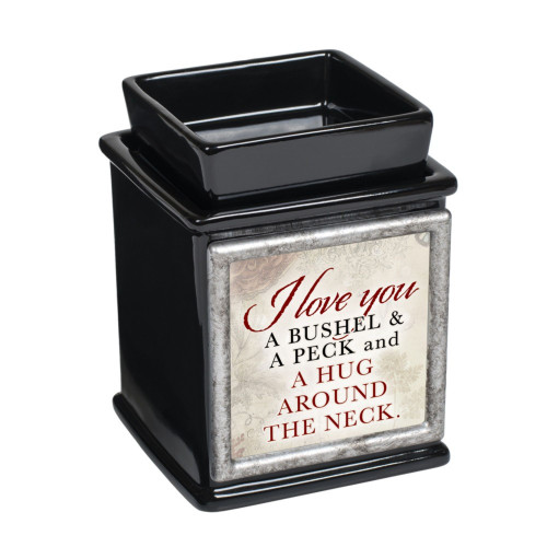 5" Black and Red "I Love You a Bushel & a Peck" Ceramic Scent Warmer