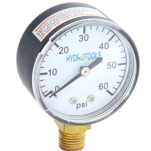 2.75" HydroTools 60 PSI Pressure Gauge for Pool Filters & Pumps - Black, White & Gold