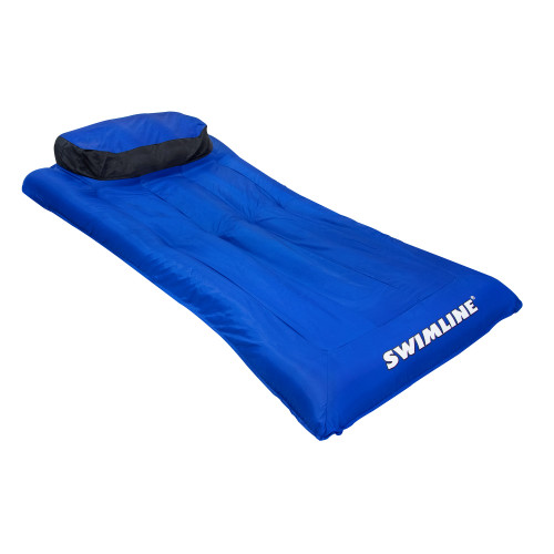 78" Inflatable Blue/Black Pool Lounger: Ultimate Mattress for Sunbathing & Fun