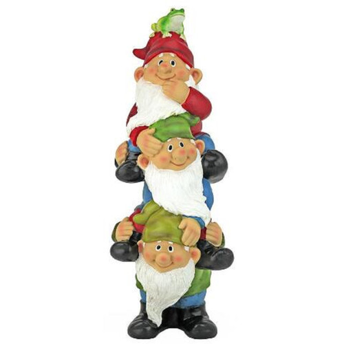 16" Tower Of Gnomes Hand-Painted Outdoor Garden Statue: Whimsical Delight for Your Space