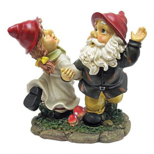12" Dancing Gnomes Hand Painted Outdoor Garden Statue: Magical Charm for Your Space